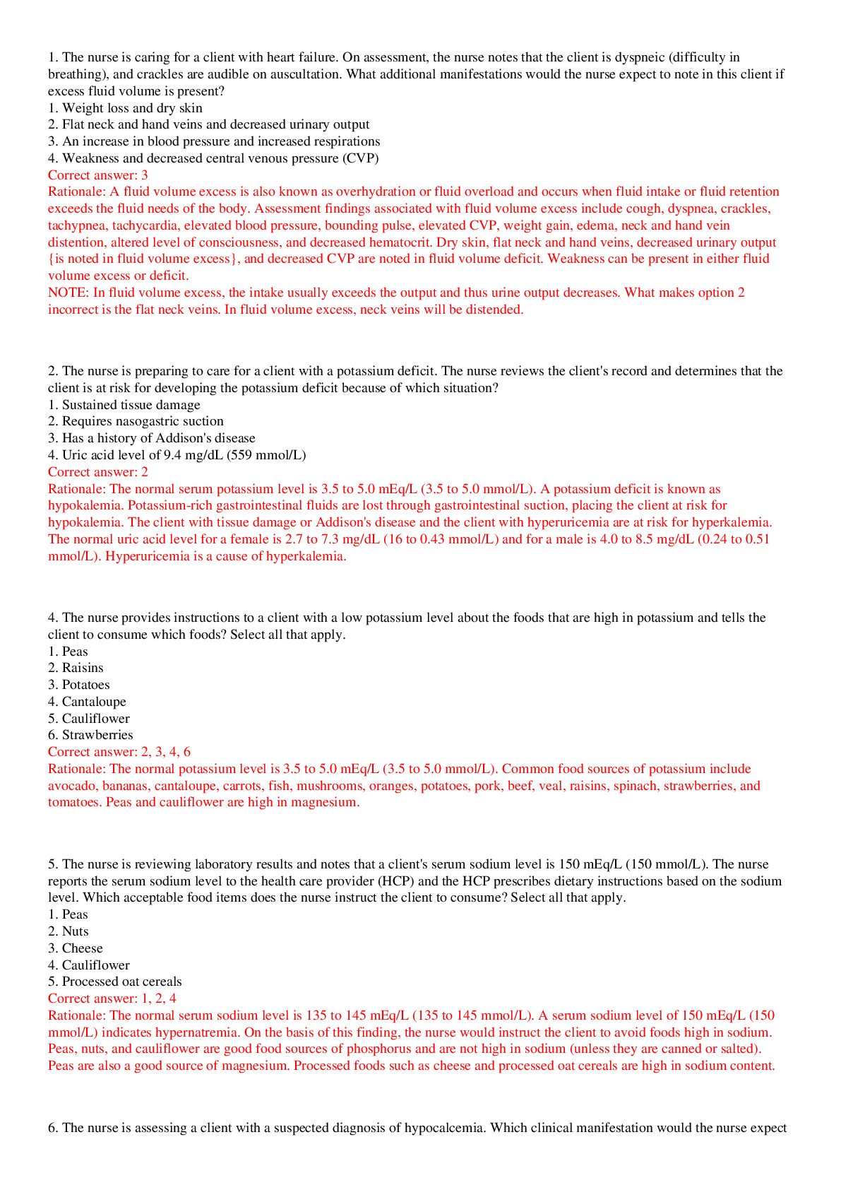 Preview image of Module 2 Fluid & Electrolytes, Questions and Answers with Explanations (latest Update), 100% Correct, Download to Score A document